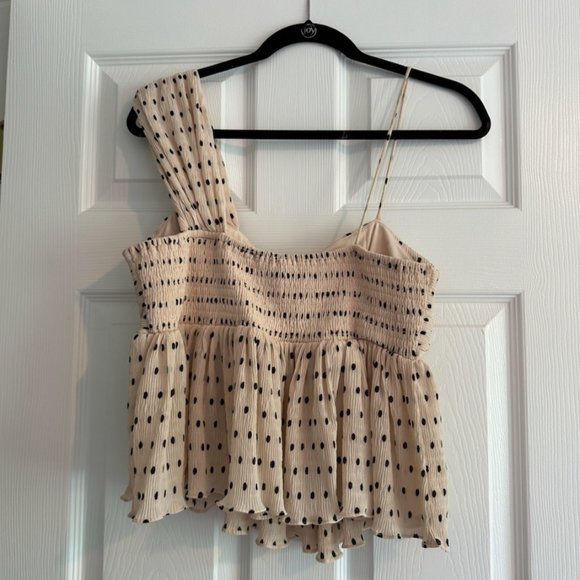 Cream/Tan Polka Dot Top with Mismatched Straps - Picture 2 of 2